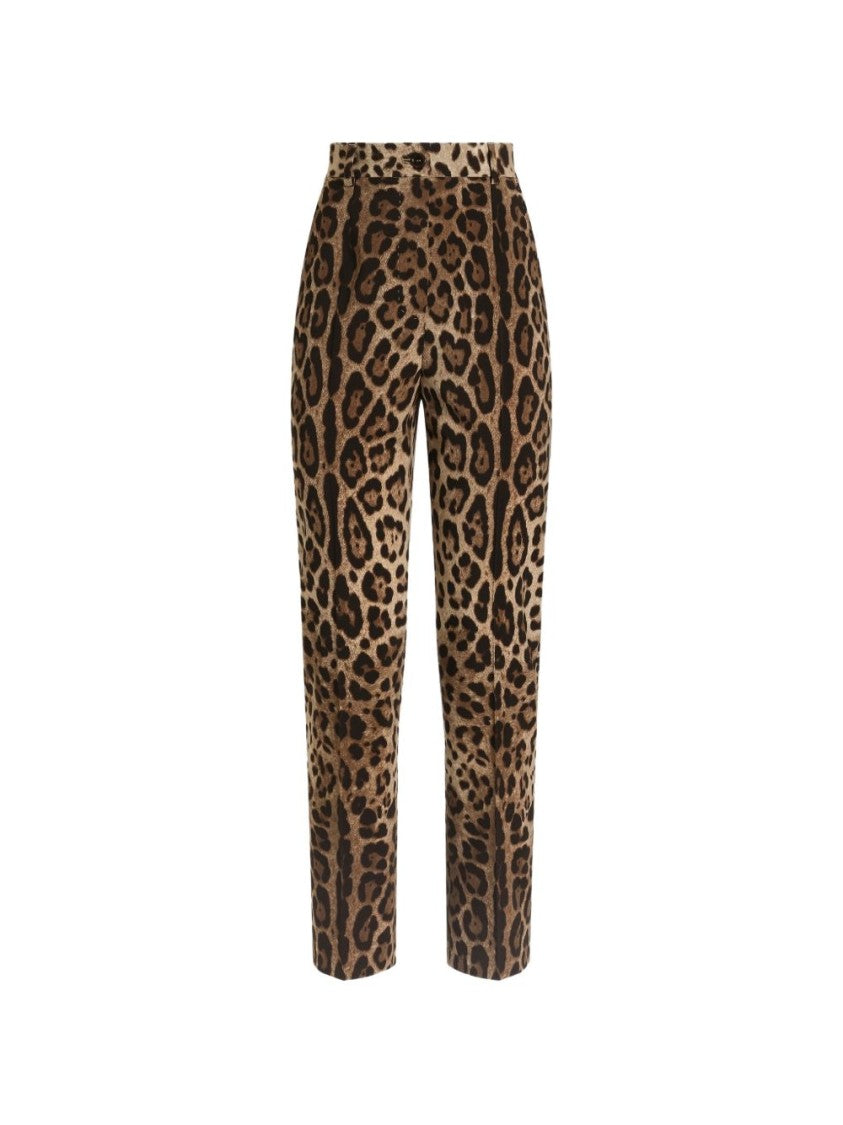 Dolce & Gabbana Multicolor Slim-Fit Leopard Print Trousers