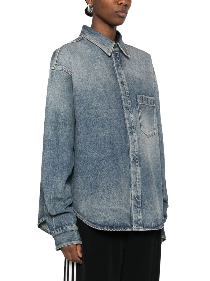 Balenciaga Relaxed Fit Denim-Style Shirt With Classic Collar