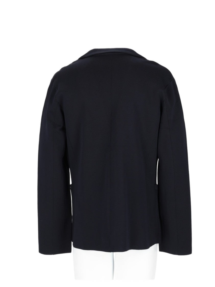 Emporio Armani Tailored Blue Casual Jacket With Deep V-Neckline