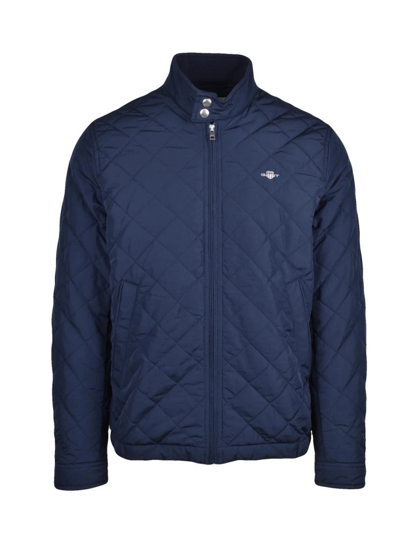 Gant Quilted Windcheater Coat In Deep Blue With Insulated Padding