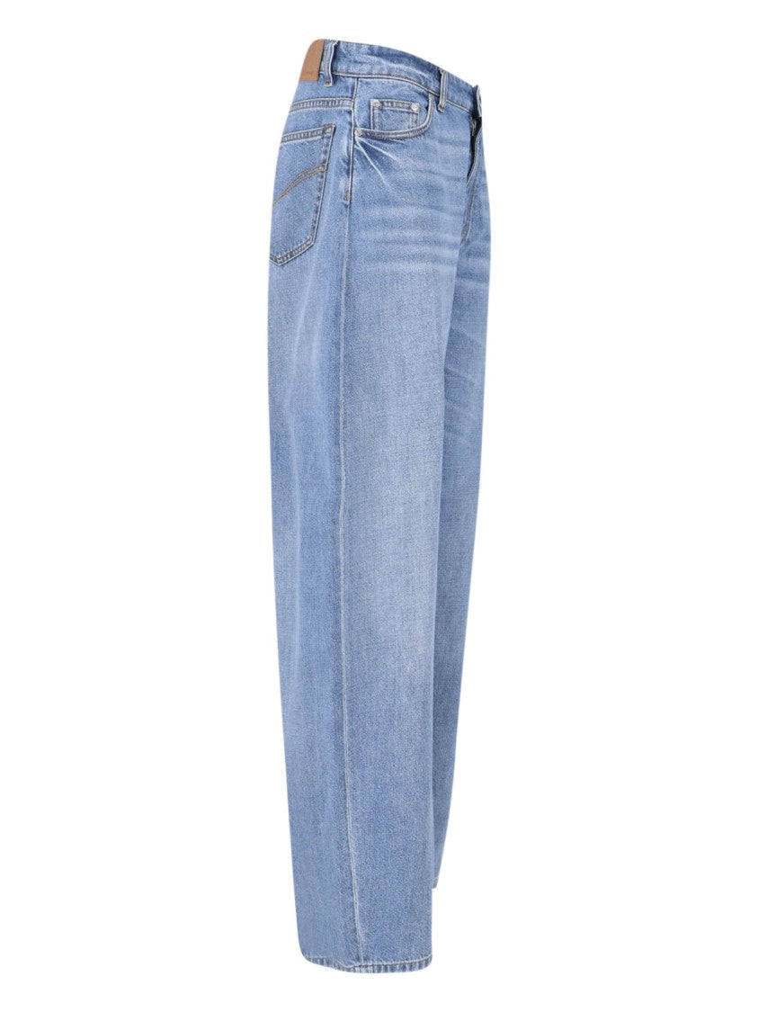 Stella Mccartney Blue Cotton Denim Wide-Leg Jeans
