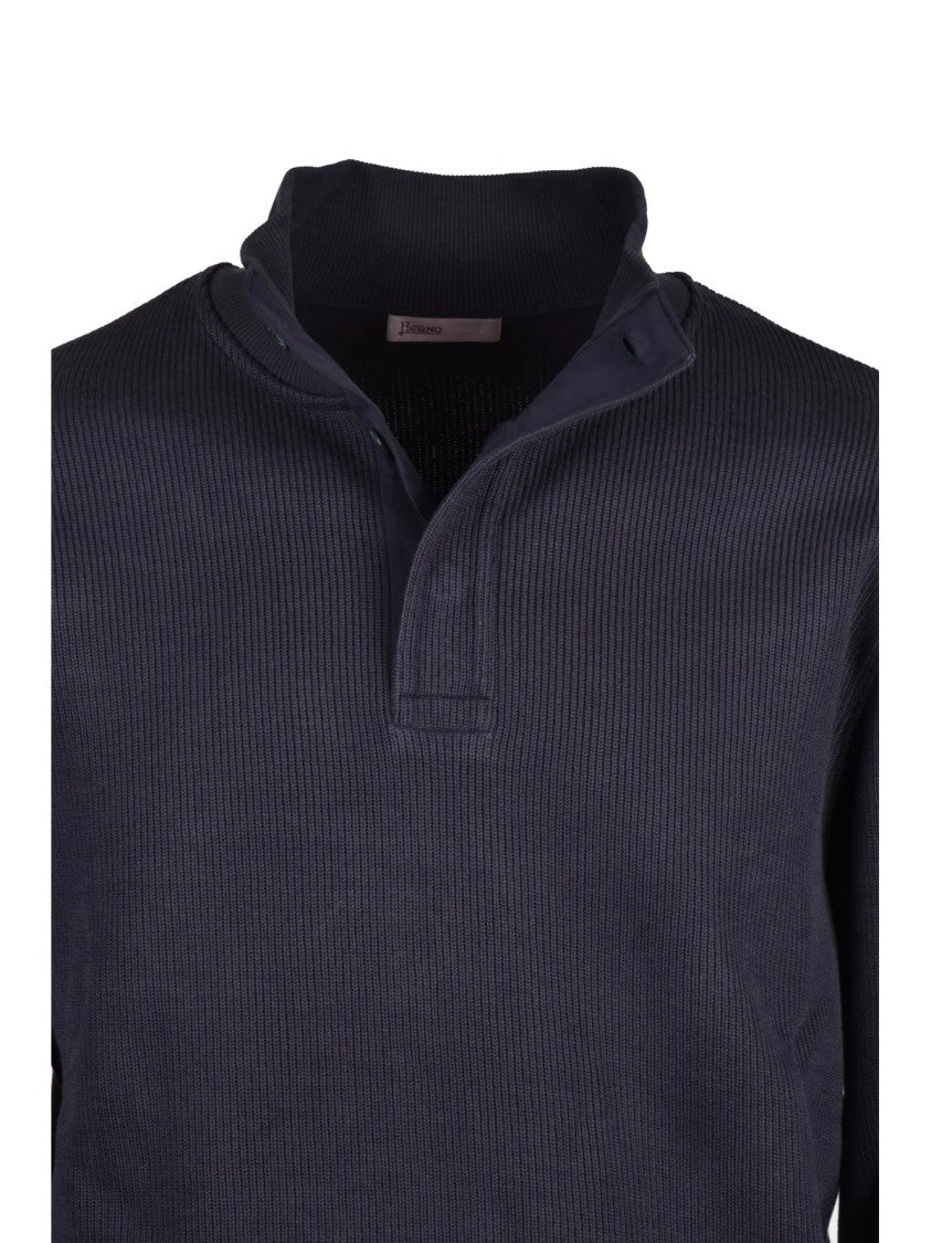 Herno Resort Resort Sweater With Nylon Inserts And Modern Textural Contrast