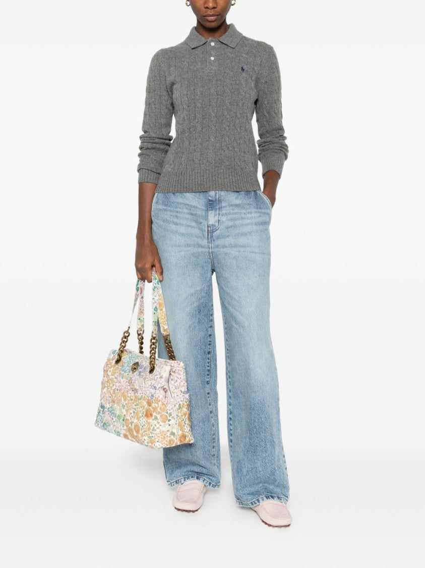 Polo Ralph Lauren Cable Knit Polo Sweater In Wool-Cashmere Blend