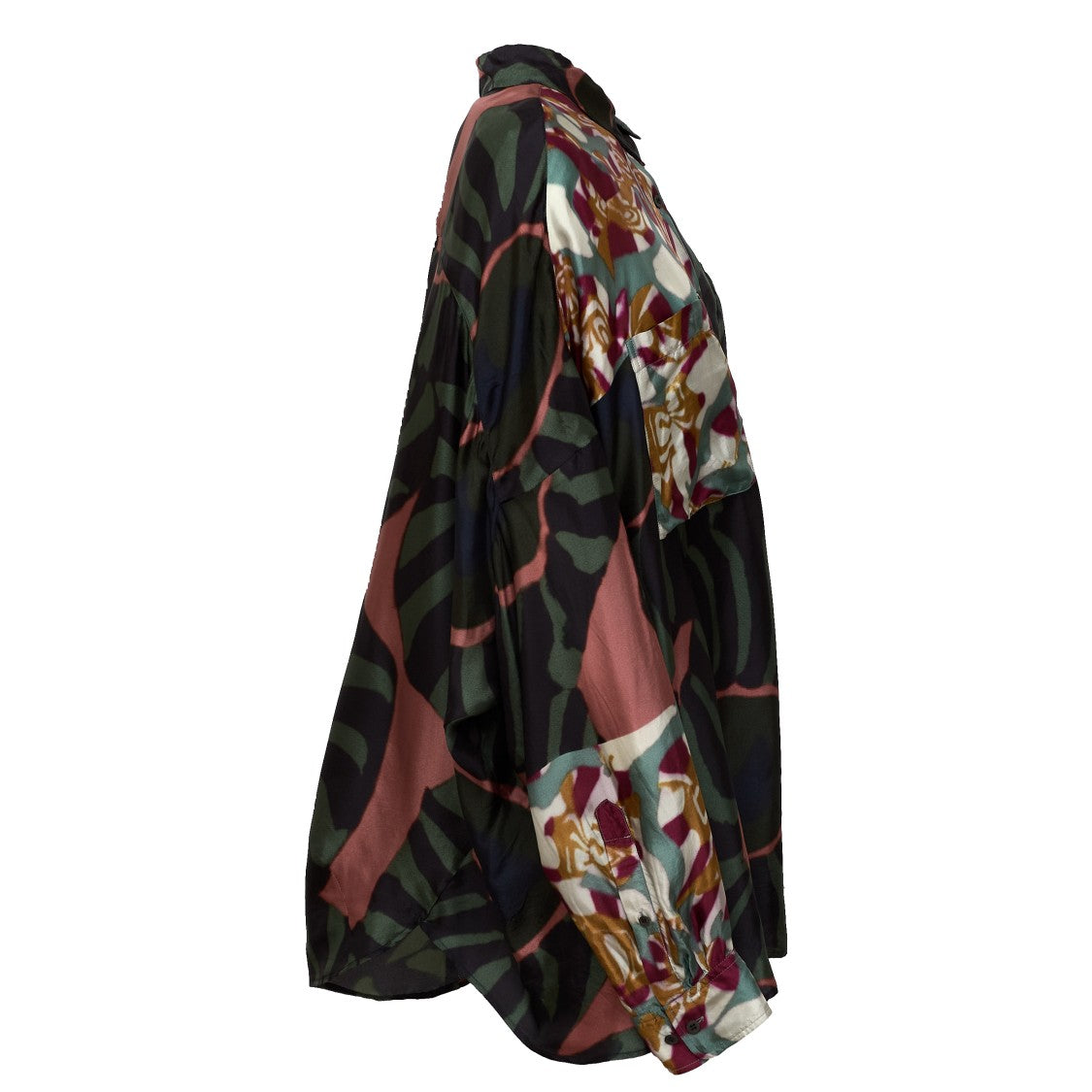 Dries Van Noten Casia Bis Marbled Clay Print Oversized Viscose Shirt