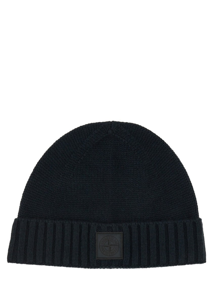 Stone Island Knitted Cashmere Cap With Ribbed Brim
