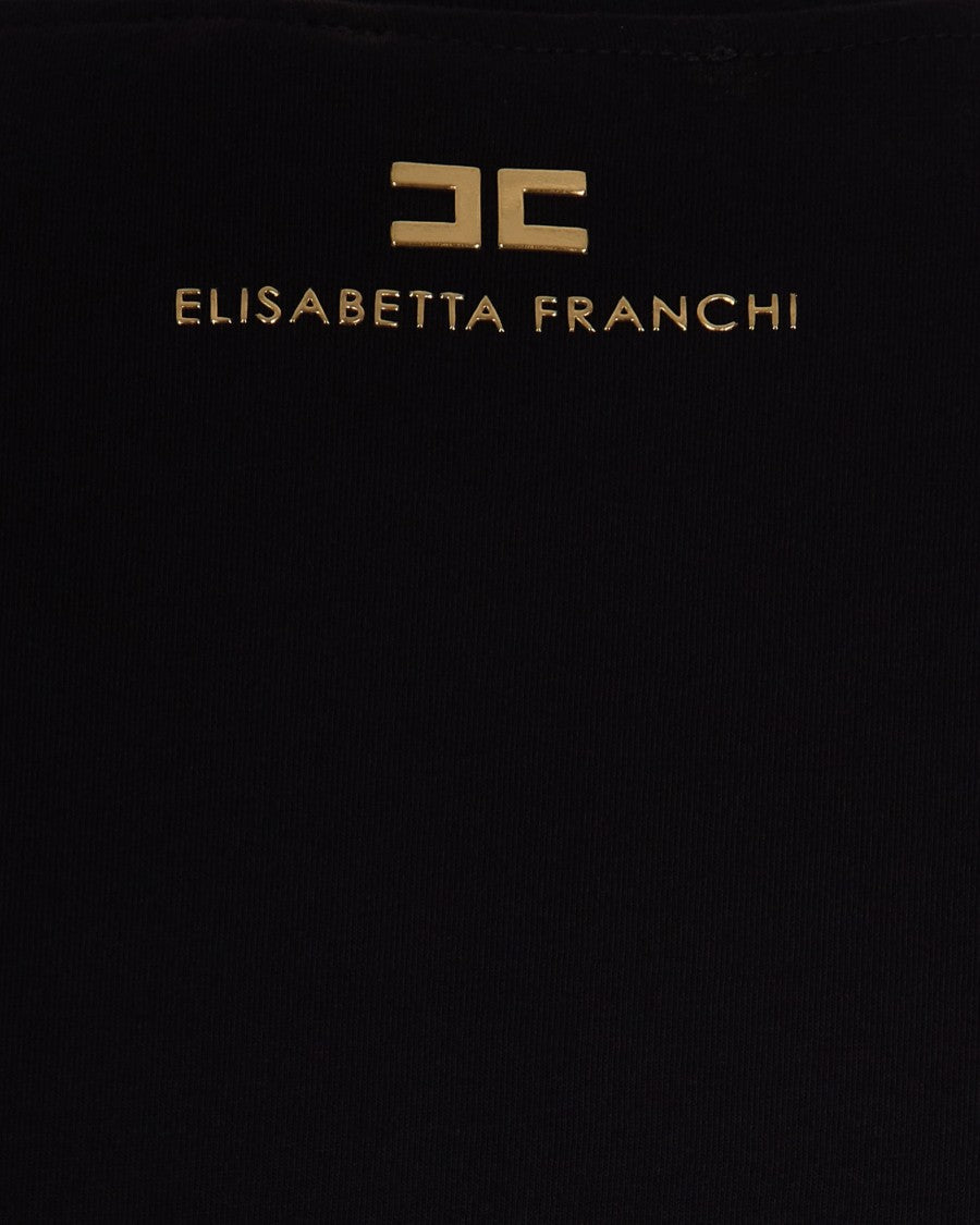 Elisabetta Franchi Black Jersey T-Shirt With Knot