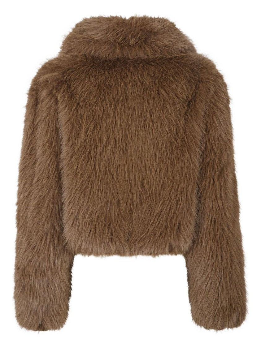 The Frankie Shop Cropped Wide Collar Faux Fur Coat