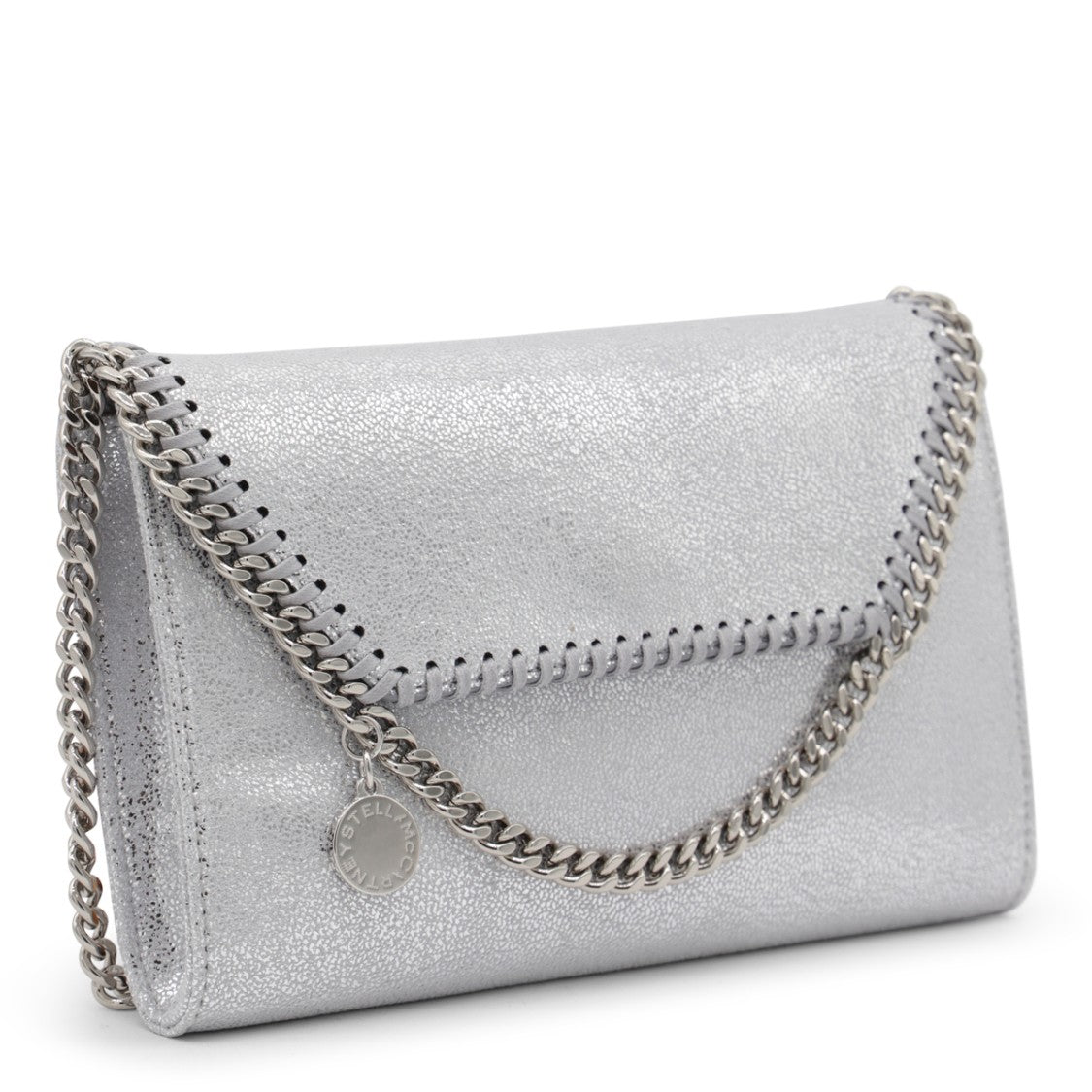 Stella Mccartney Silver Faux Leather Falabella Mini Crossbody Bag
