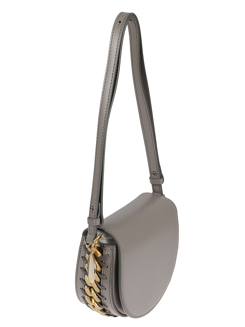 Stella Mccartney Half-Moon Structured Bag With Gold Chain Accents