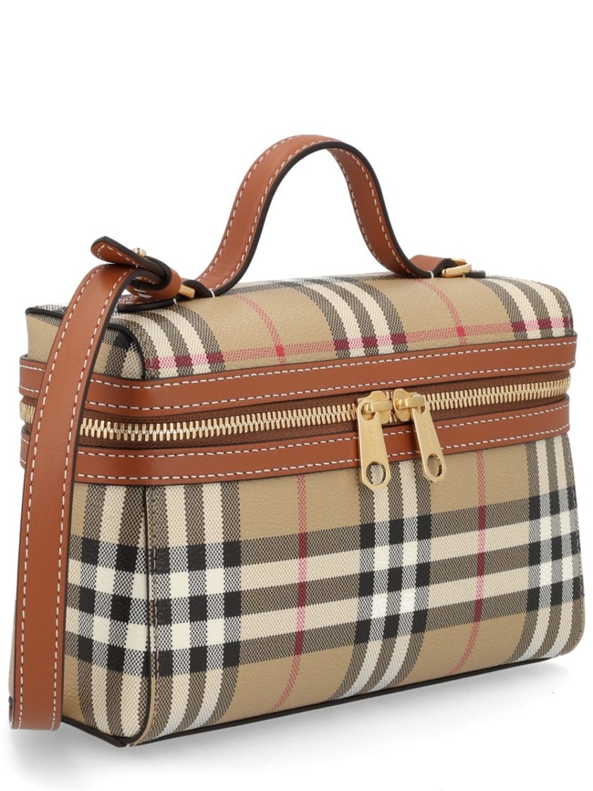 Burberry Vanity Check Structured Check Pattern Tote Bag