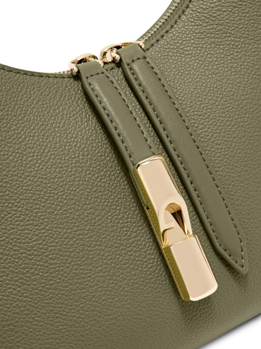 Furla Textured Leather Handbag With Crescent Silhouette