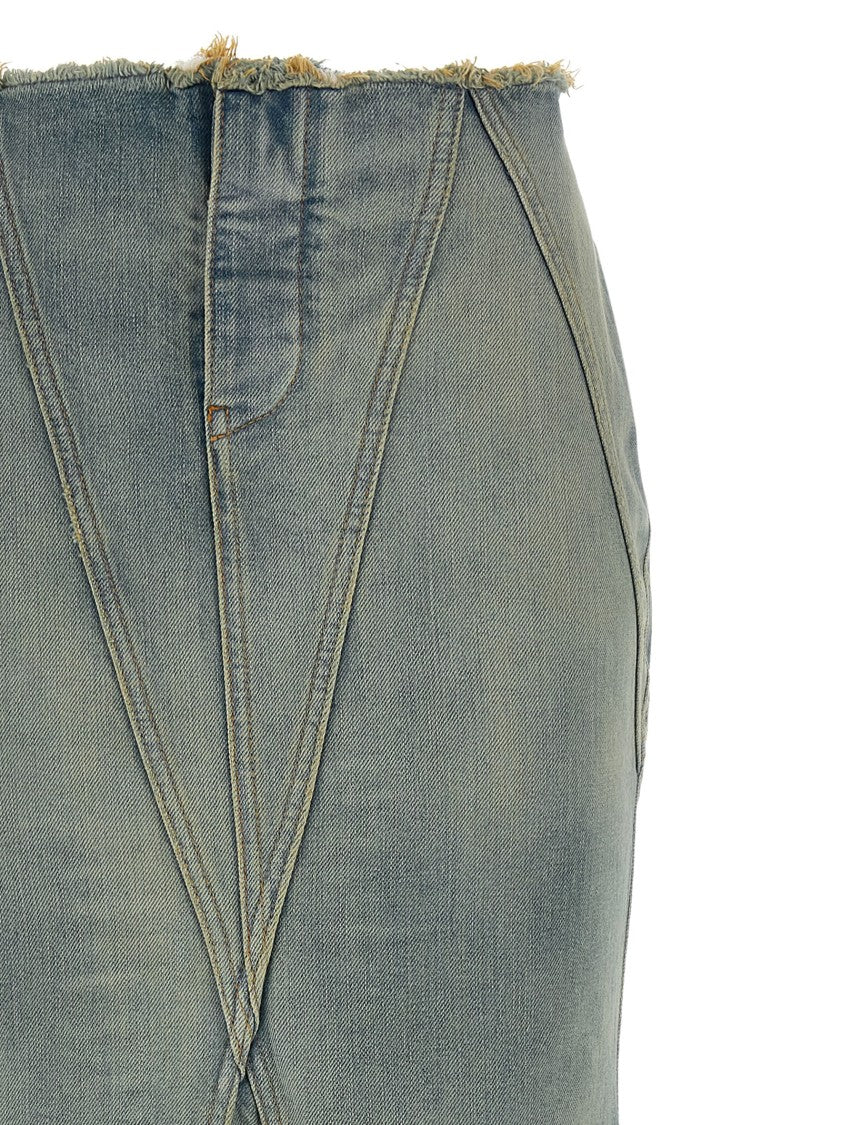 Off-White Stonewashed Cotton Denim Maxi Skirt