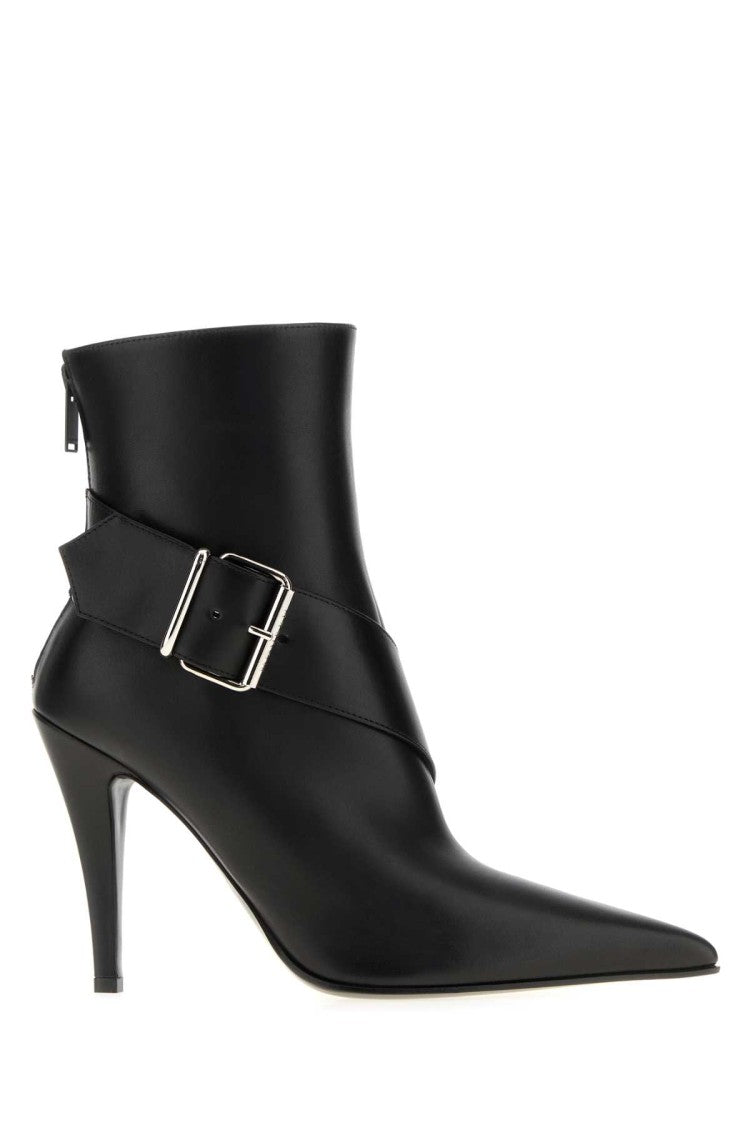 Alexander Mcqueen Black Leather Ankle Boots