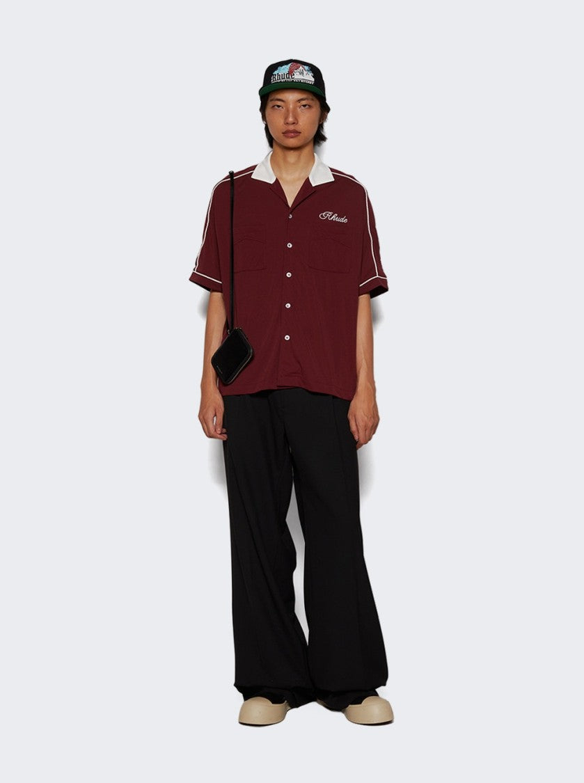 Rhude Mont-Blanc Bowling Shirt Maroon And White