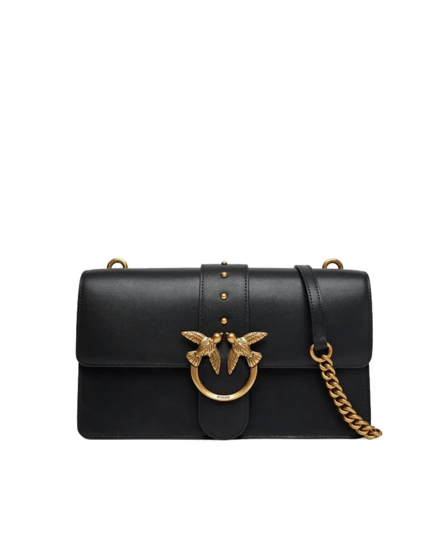 Pinko Black/Antique Gold Love Bag Medium Shoulder Bag