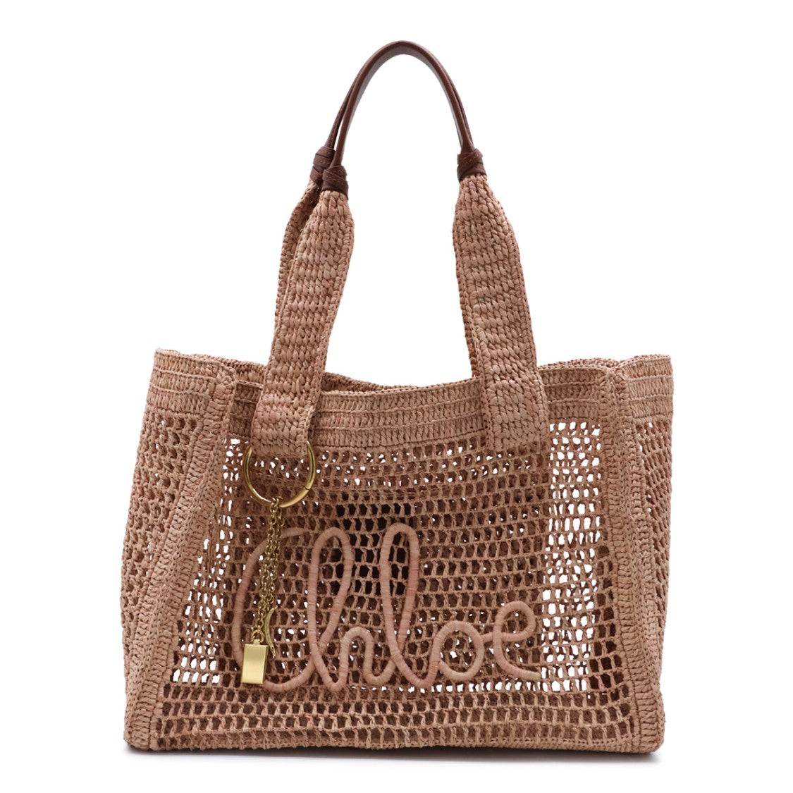 Chloé Rectangular Woven Tote Bag With Crochet Design