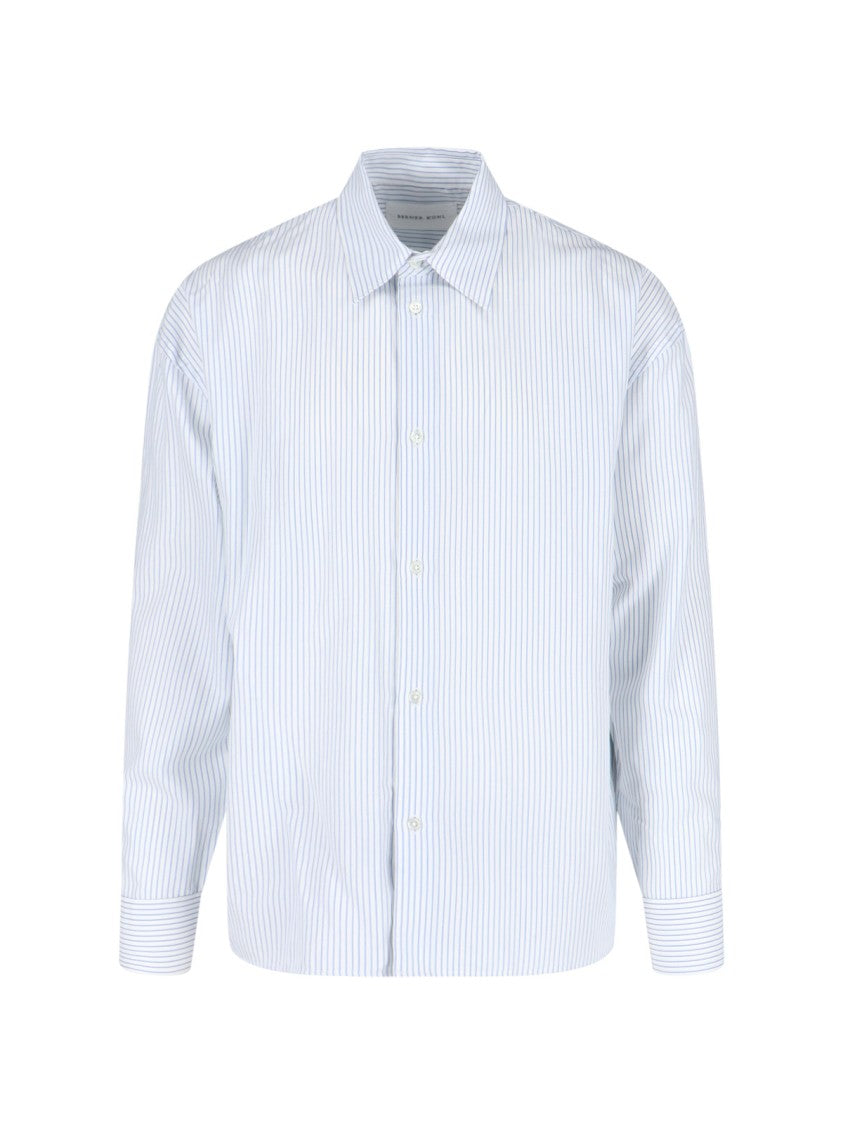 Berner Kuhl "Sleepy Shirt Luxor" Cotton Poplin Shirt – White/Blue Stripes