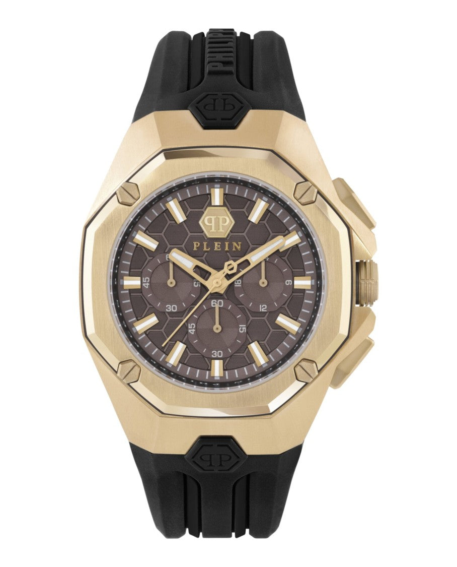 Philipp Plein Octagonal Chronograph Timepiece With Ip Yellow Gold Case
