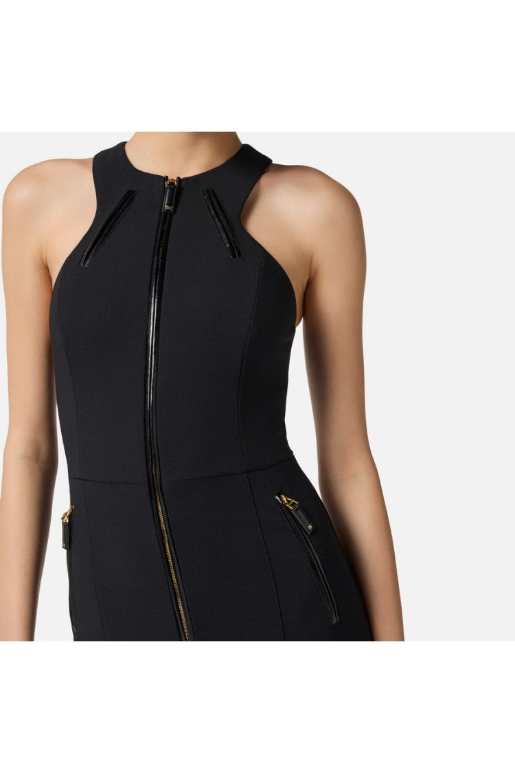 Elisabetta Franchi Black Sleeveless Zip-Front Polyester-Blend Jumpsuit