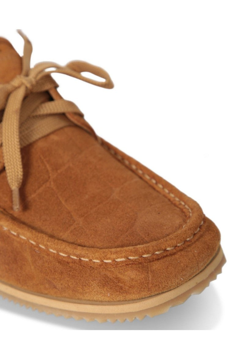 Jacquemus Tan Suede Moccasin Loafers With Lace Detail