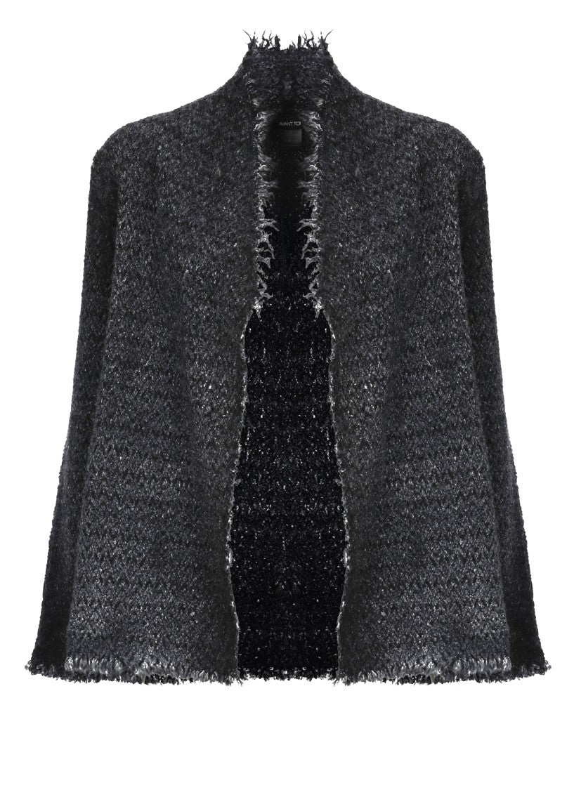 Avant Toi Textured Knit Wool Cardigan With Fringed Edges