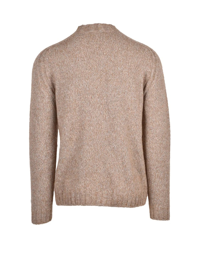 Terzo Fuso 1952 Beige Wool-Blend Stand-Neck Sweater