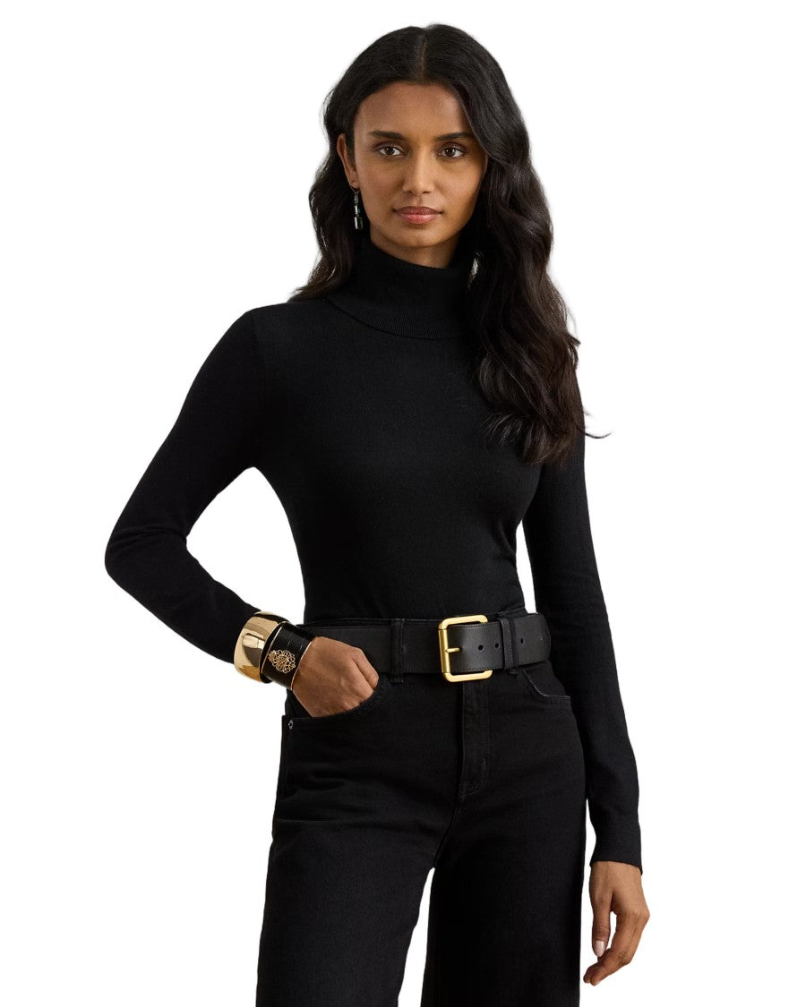Lauren Ralph Lauren Sleek Black Long Sleeve Pullover With Turtleneck