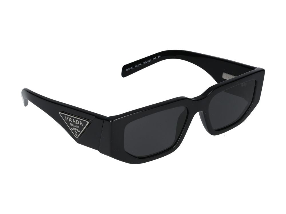 Prada Bold Oversized Black Acetate Sunglasses With Triangular Logo Plaque