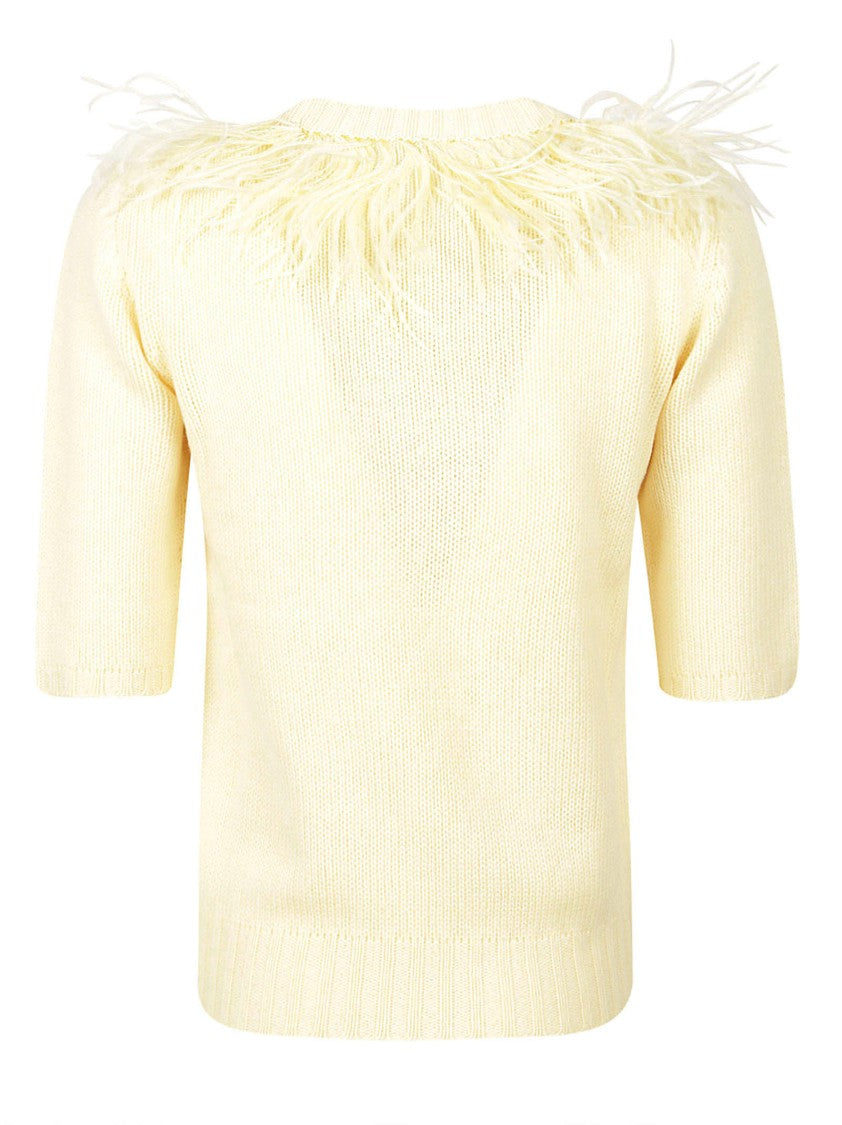 Fabiana Filippi Slightly Cropped Top With Feathered Detailing And Ribbed Hems