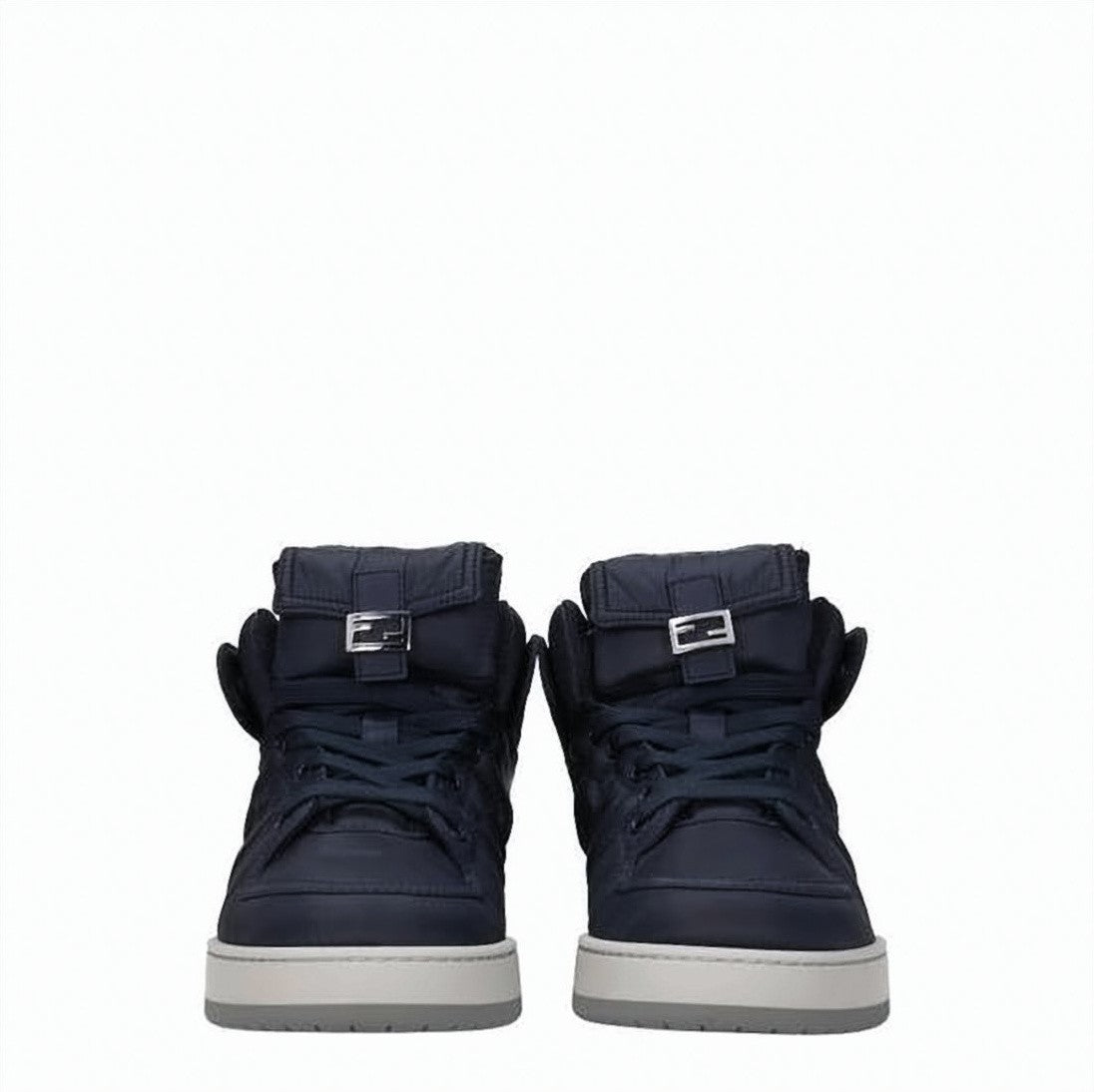 Fendi Mid-Top Sneakers With Padded Polyamide Upper And Metallic Buckle
