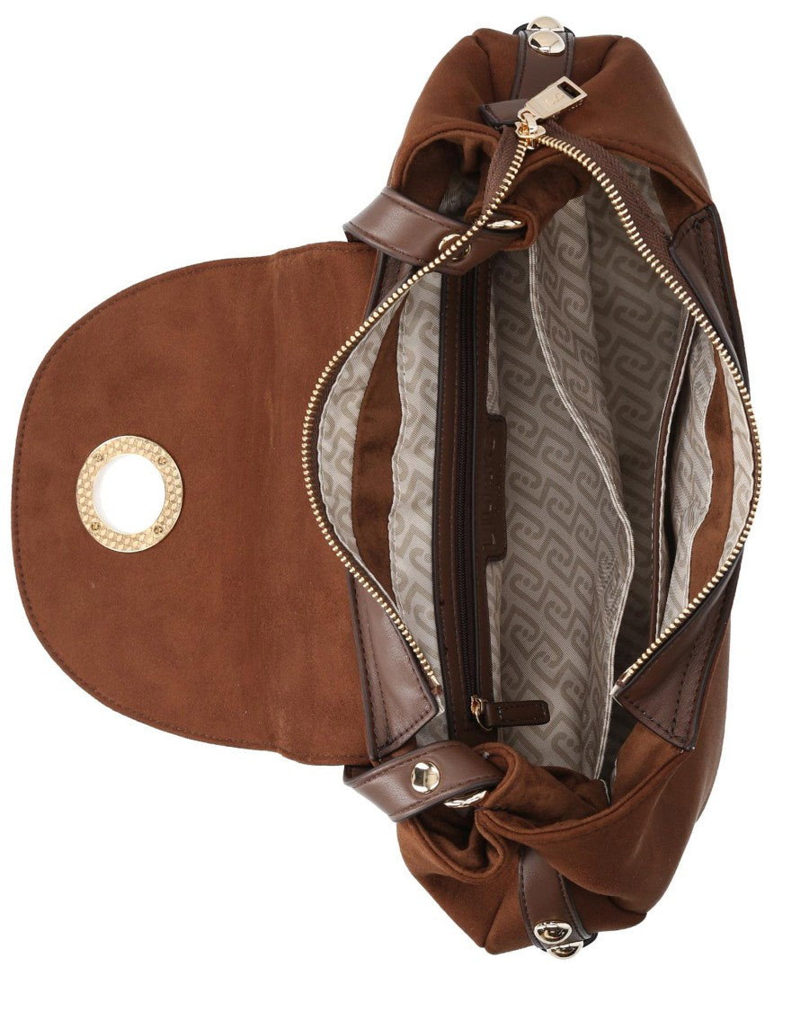 Liu Jo Medium Tobacco Brown Microfiber Handbag With Detachable Strap