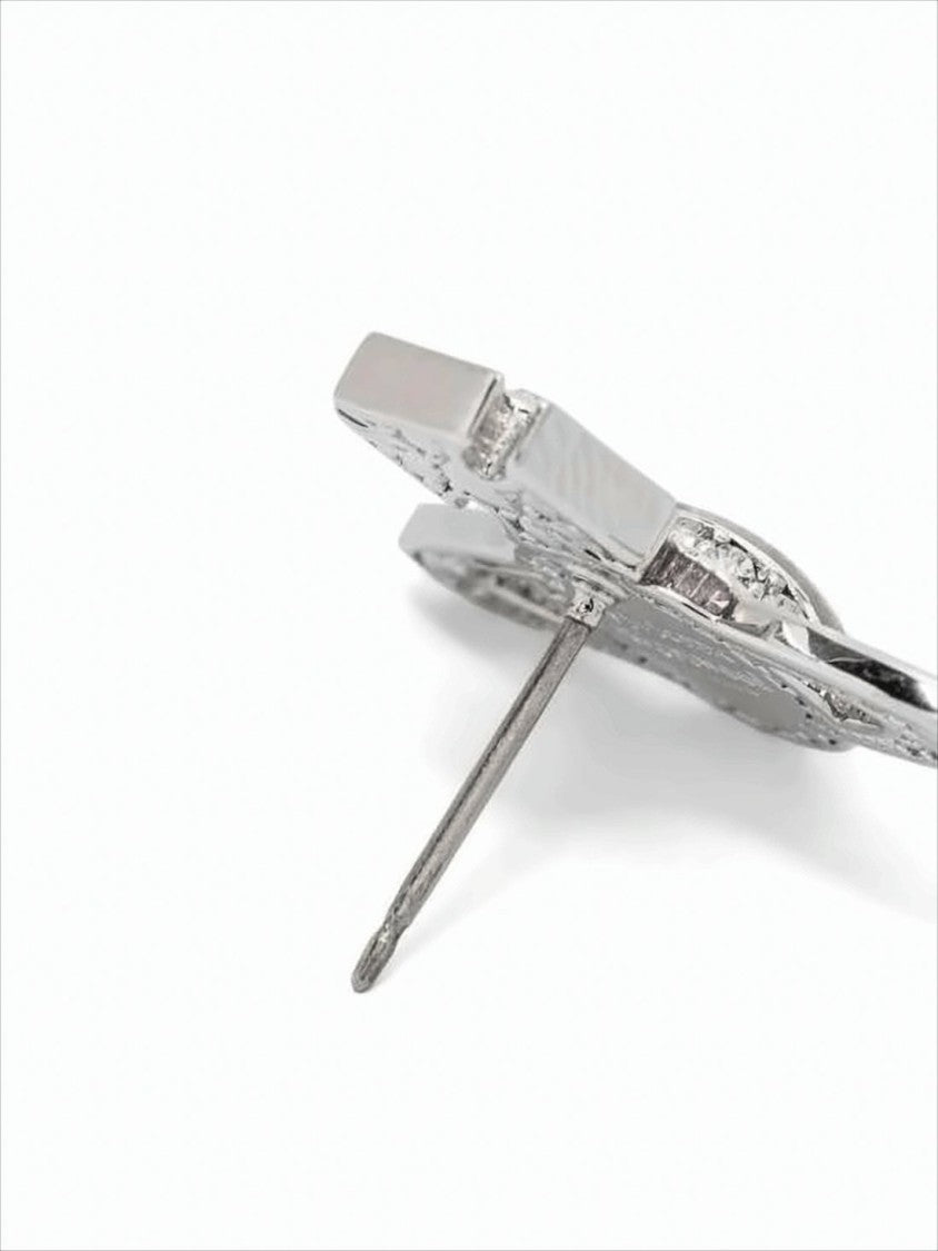 Vivienne Westwood Stylized Planet-Inspired Silver Earrings With Crystal Accents