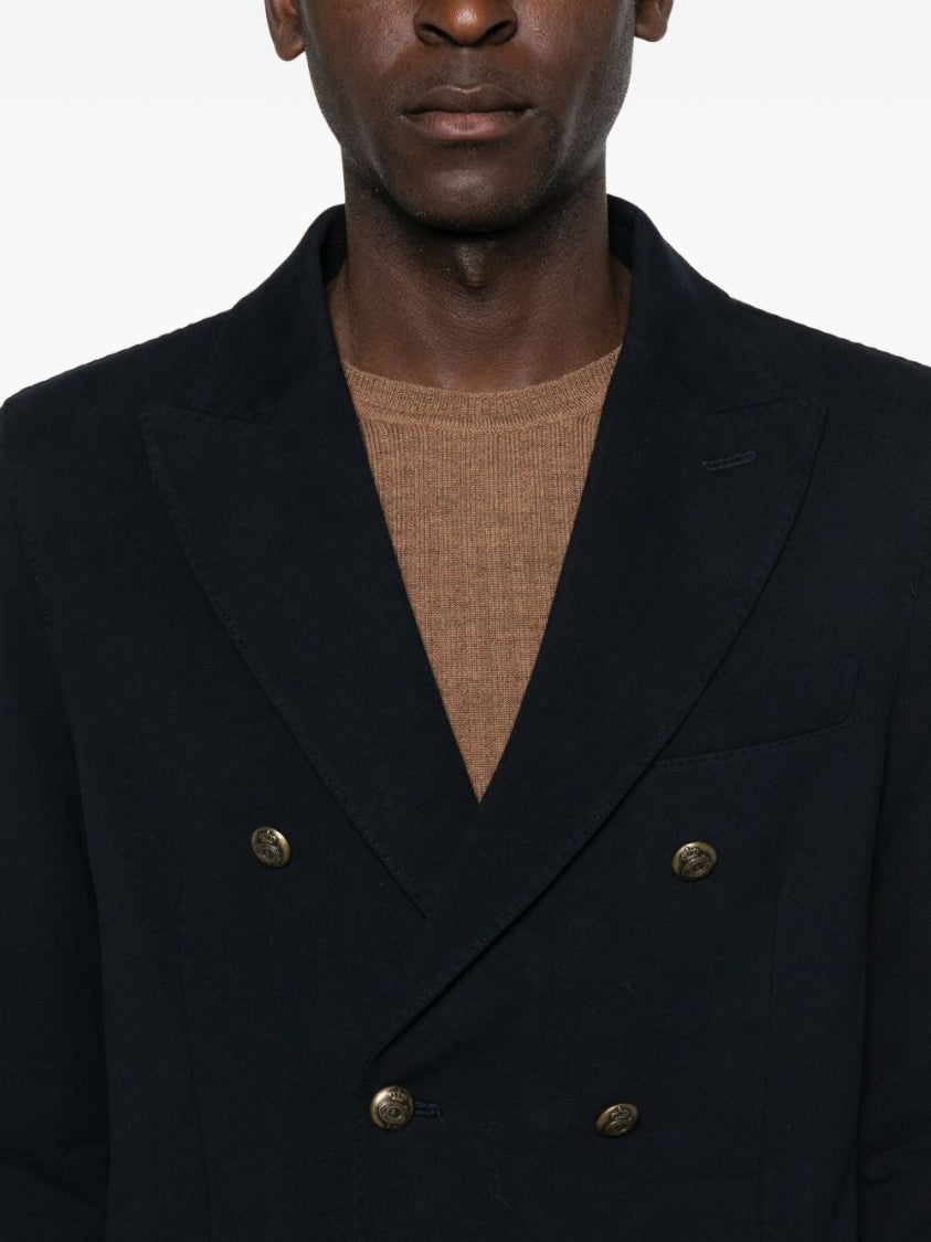 Circolo 1901 Structured Blue Jacket With Front Zipper Closure