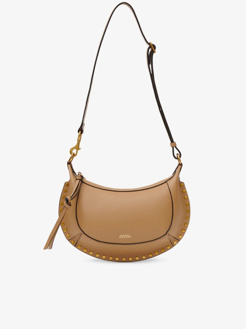 Isabel Marant Crescent-Shaped Brown Shoulder Bag With Gold-Tone Studs