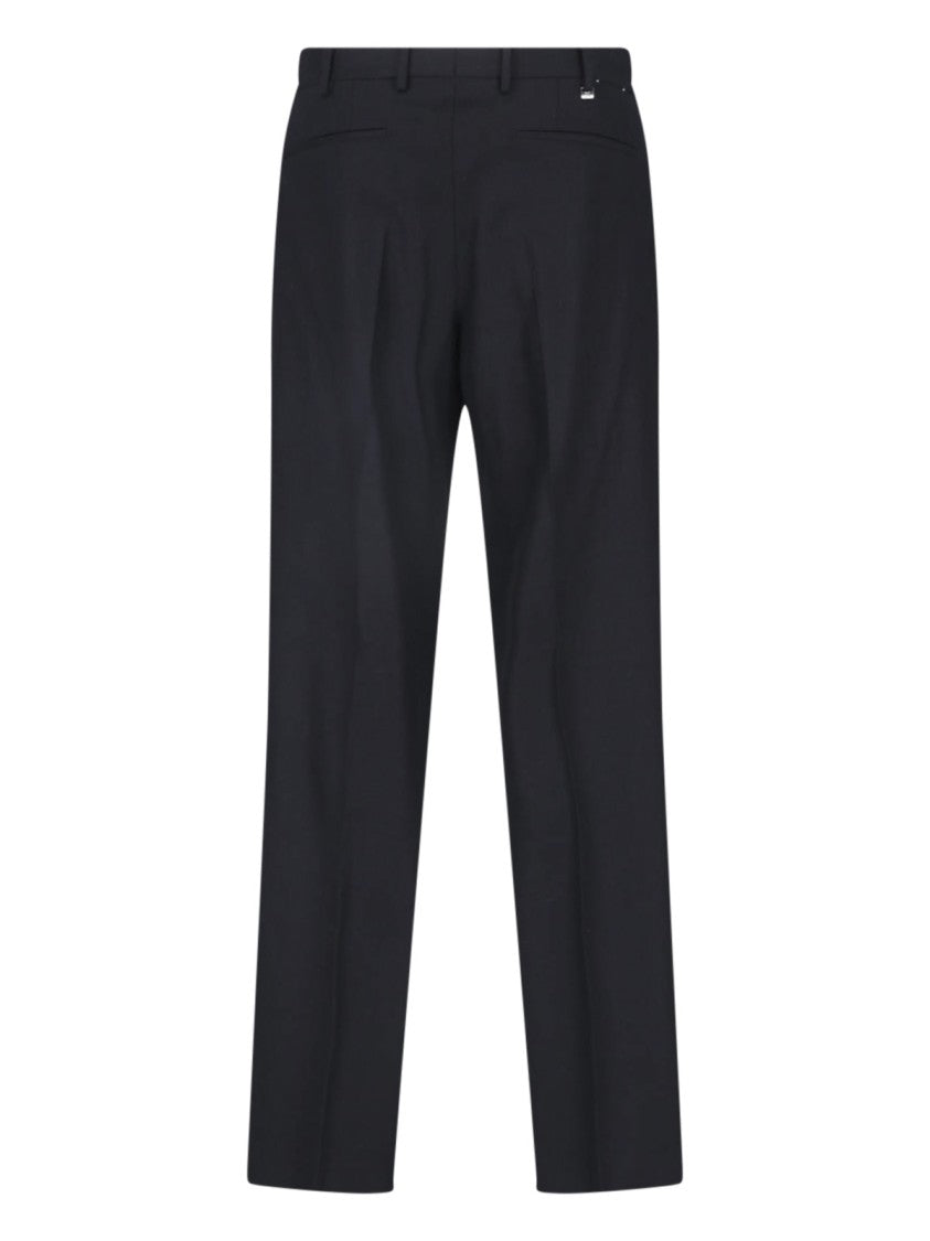 Pt Torino Black High-Waisted Pleated Wool-Cashmere Formal Pants