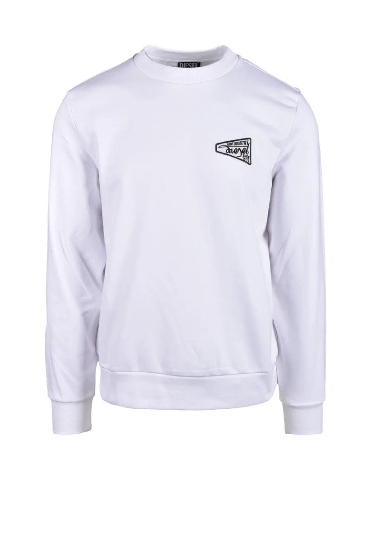 Diesel White Crewneck Cotton-Blend Sweatshirt