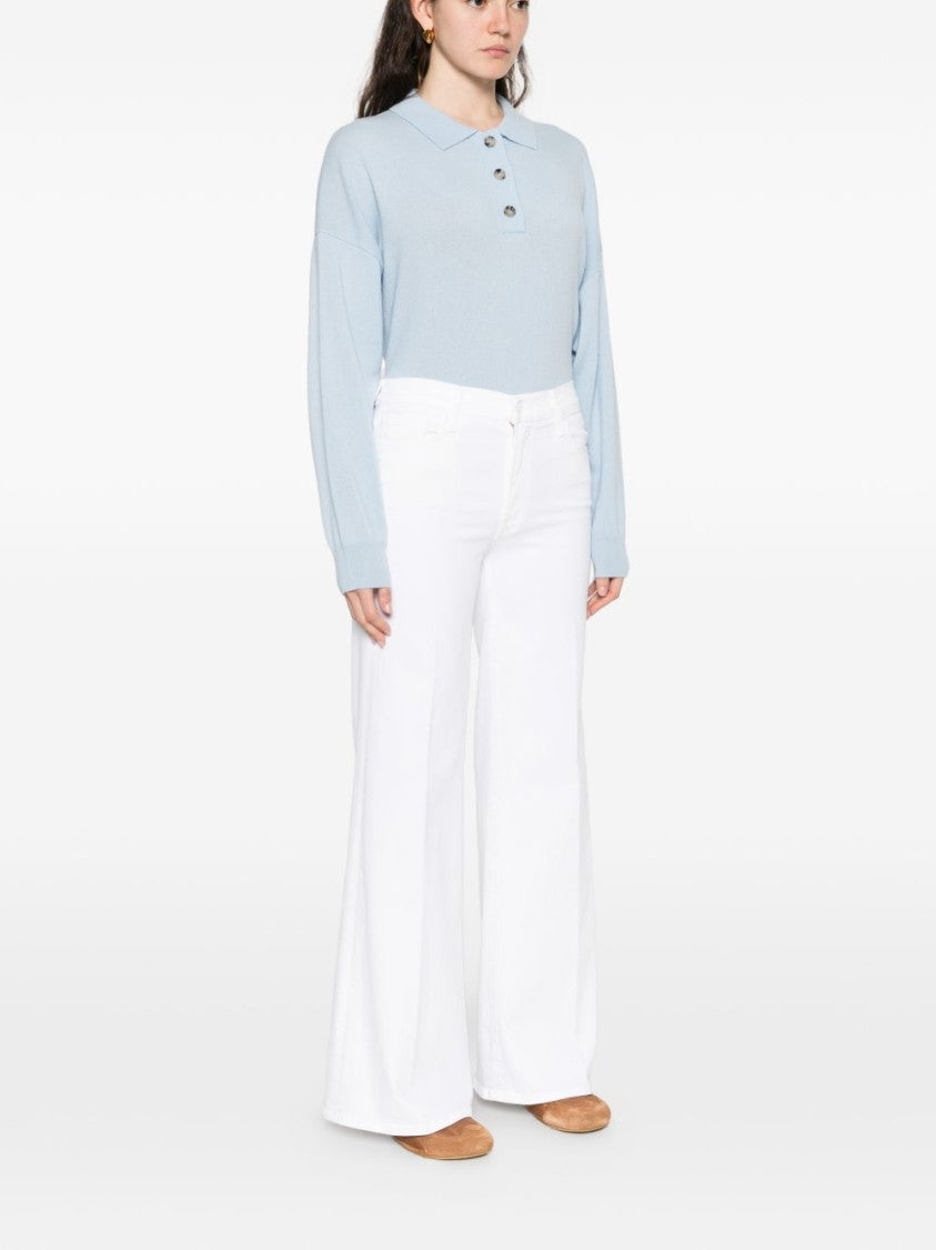 Mother High-Waisted Wide-Leg White Jeans With Classic Five-Pocket Design