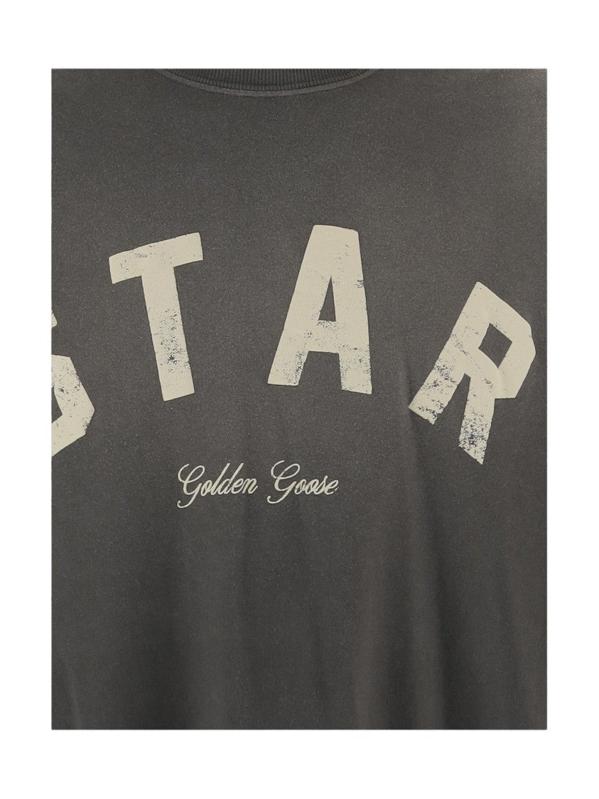 Golden Goose Dark Gray Vintage Logo Print Cotton T-Shirt