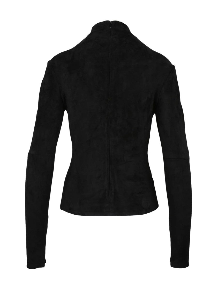 Ferragamo Black Turtleneck Suede