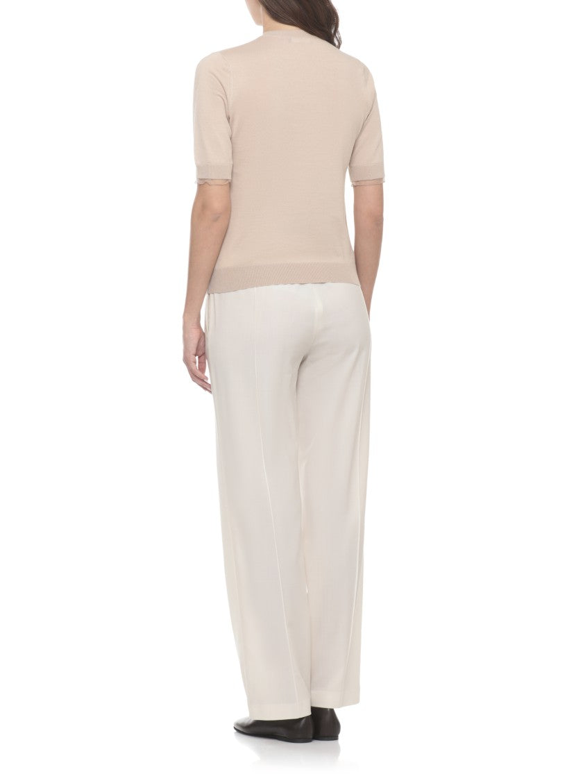 Fabiana Filippi Beige Light Point Wool Short-Sleeved Top