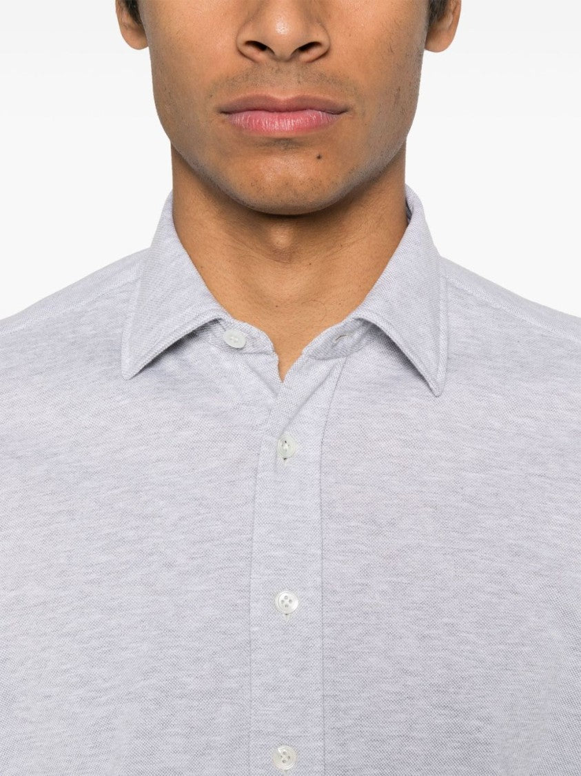 Lardini Classic Button-Down Shirt With Textured Fabric