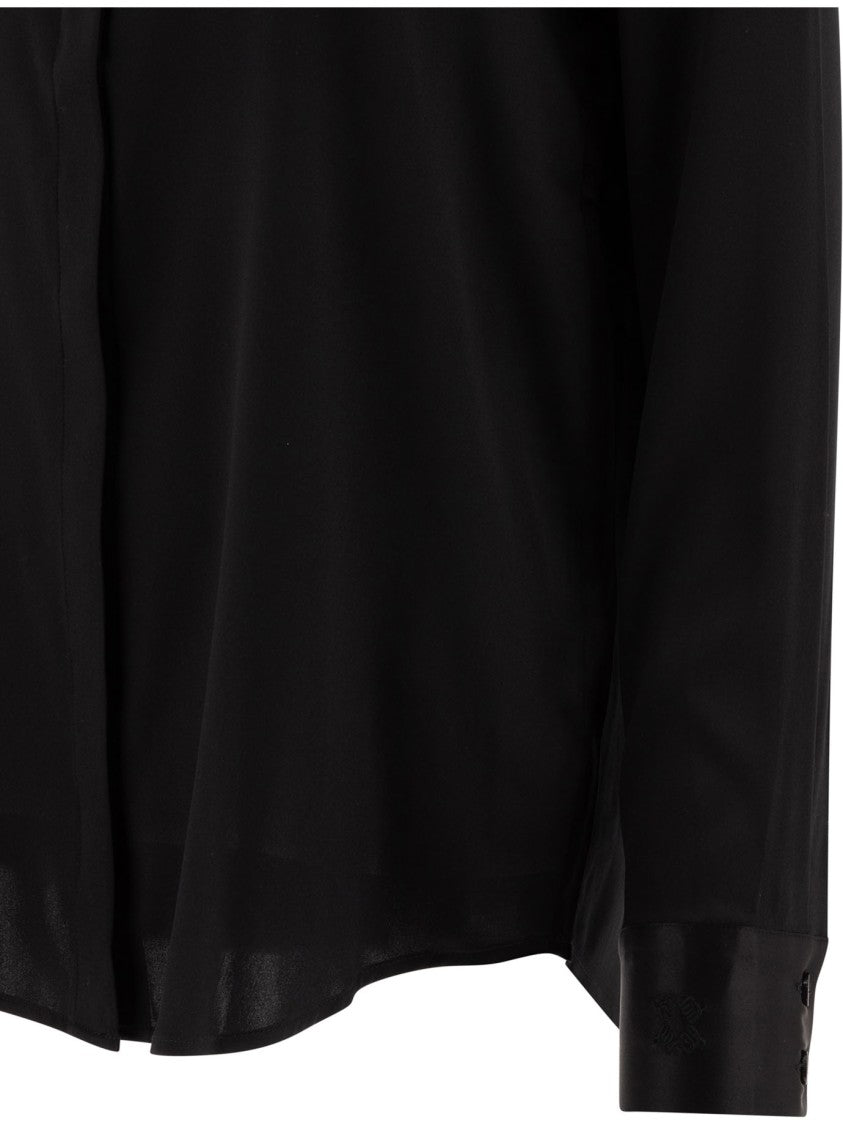Max&Moi Sophisticated Black Silk Shirt With Classic Collar