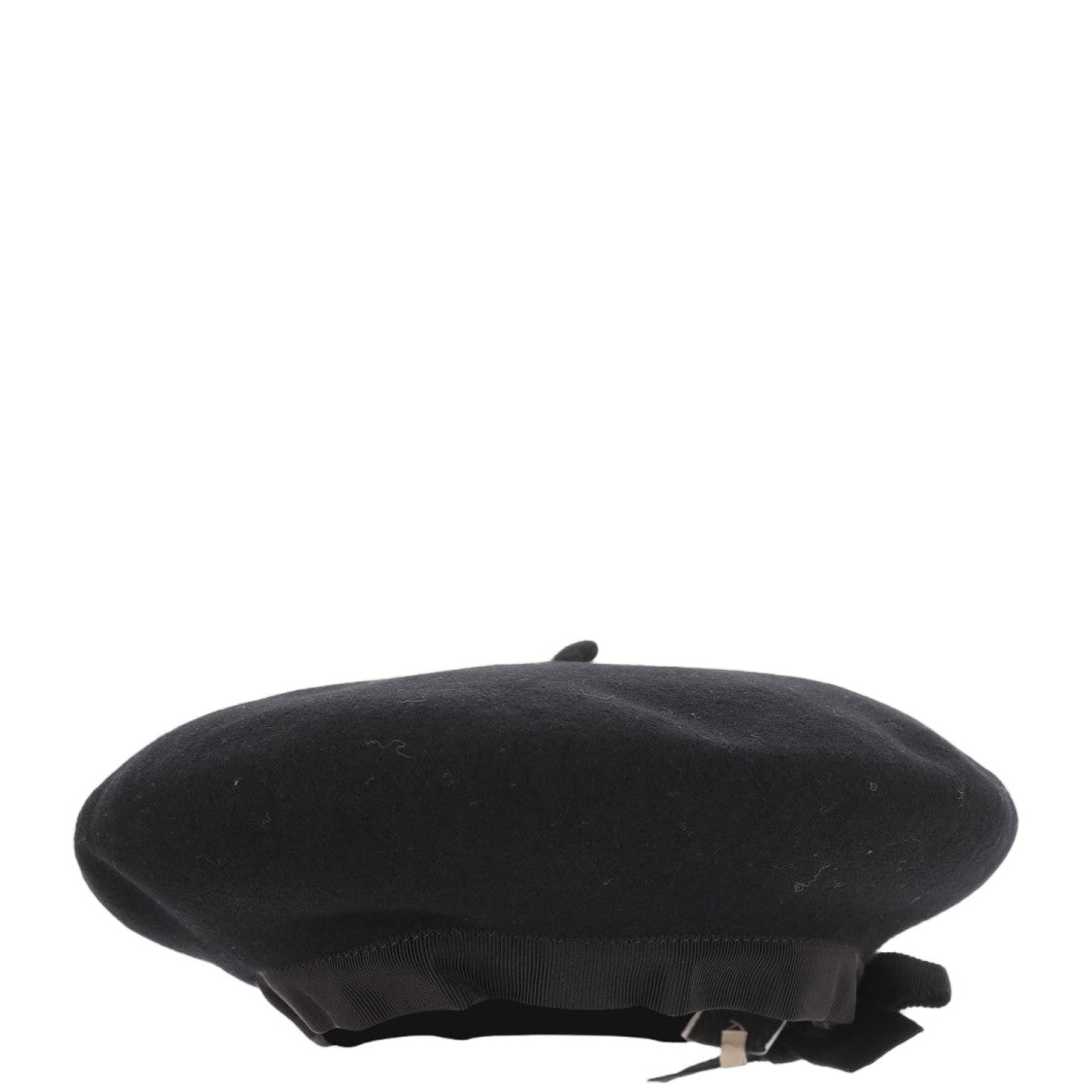 Patou Black Grosgrain Bow Wool Felt Beanie