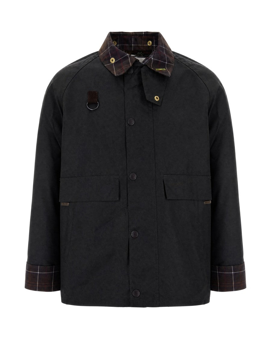 Barbour Spey Icons Tartan Trim Ribbed Waxed Cotton Jacket