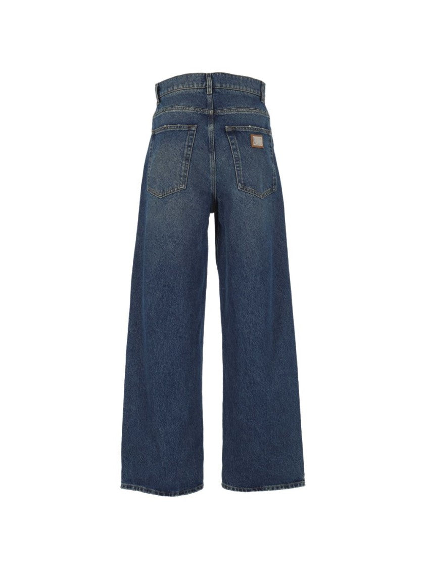 Dolce & Gabbana Blue Wide-Leg Denim Five-Pocket Pants