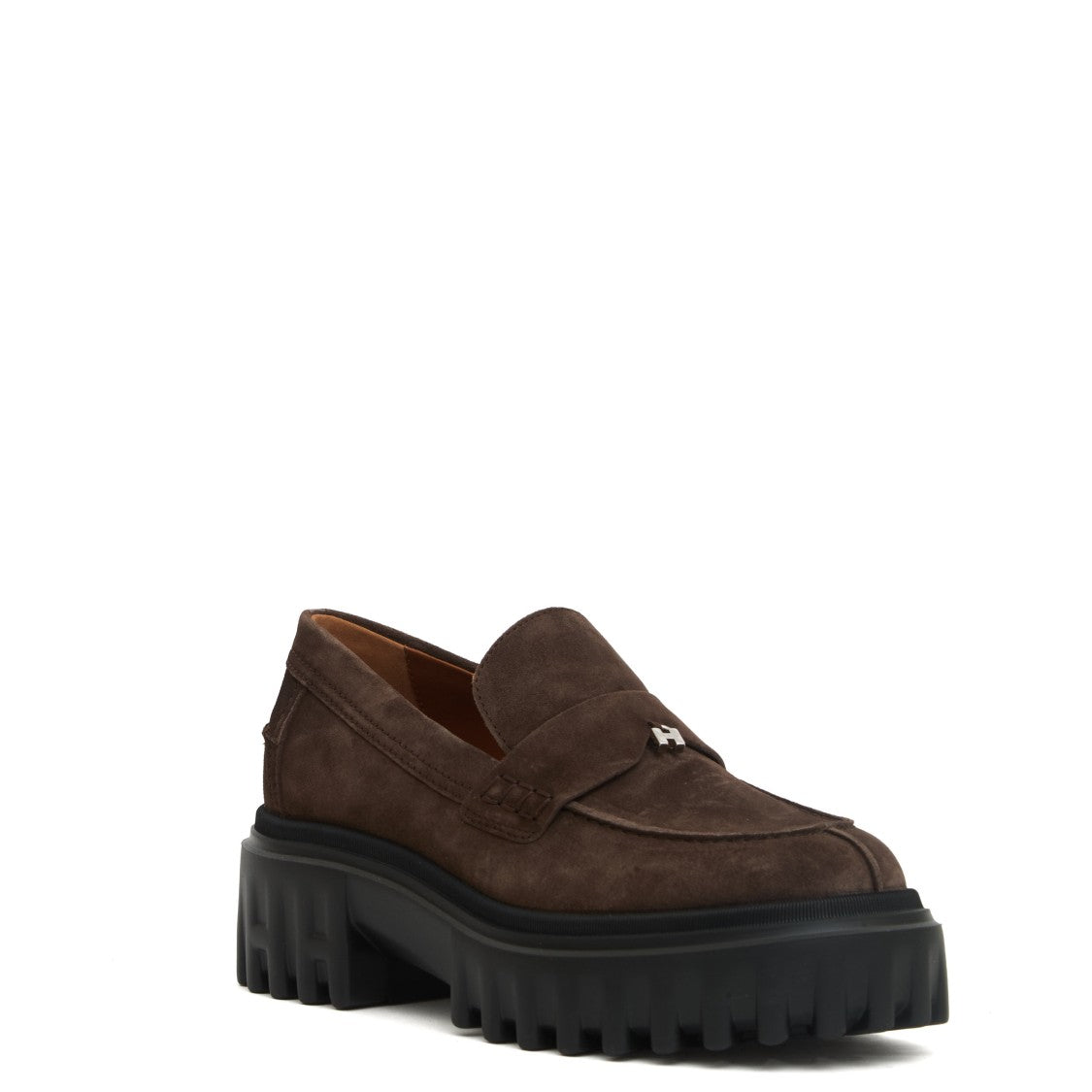 Hogan Brown Nubuck Leather Chunky-Soled Loafers