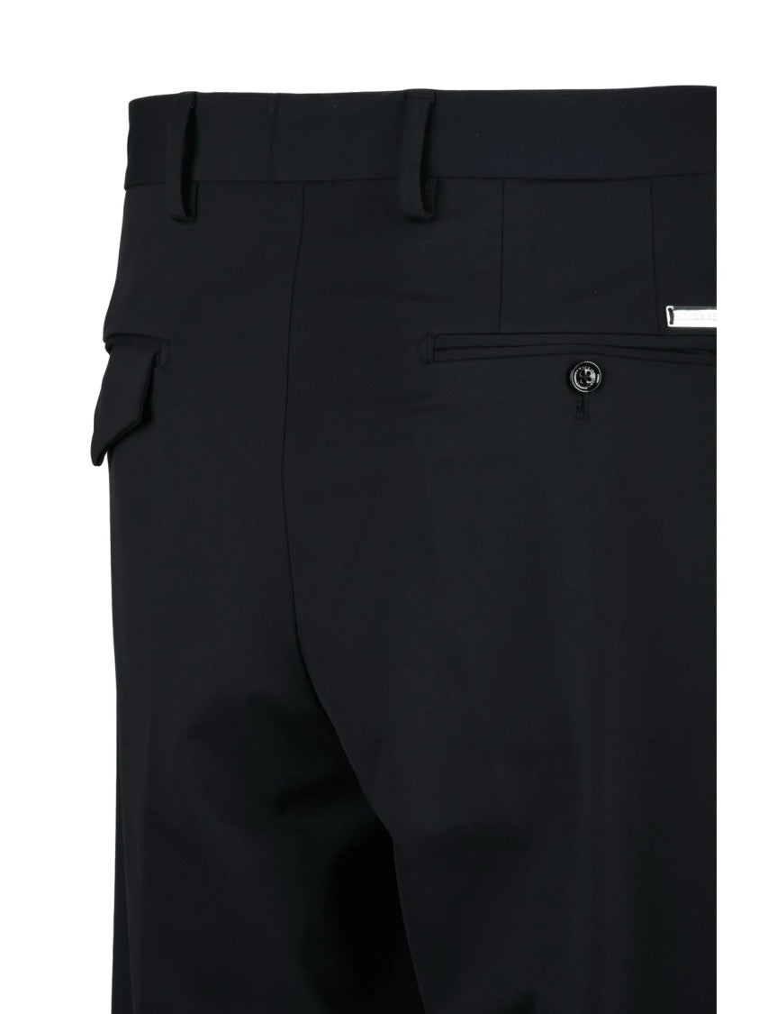 Les Hommes Technical Black Trousers With Tapered Silhouette And Functional Pockets