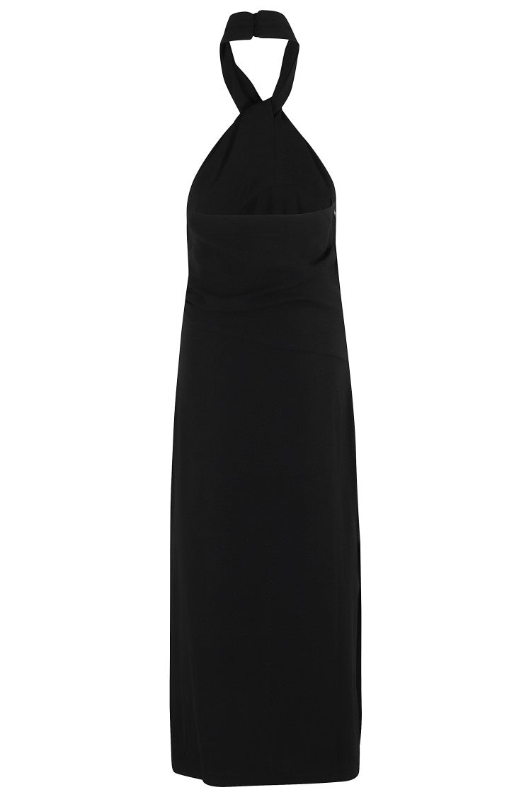 Iro Form-Fitting Black Dress With Cross-Over Neckline