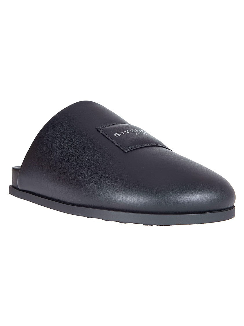 Givenchy Asymmetrical Padded Black Nappa Mule Sandals