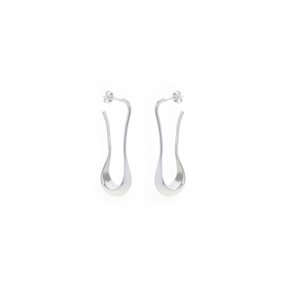 Lemaire Sculptural Elongated Silver Earrings